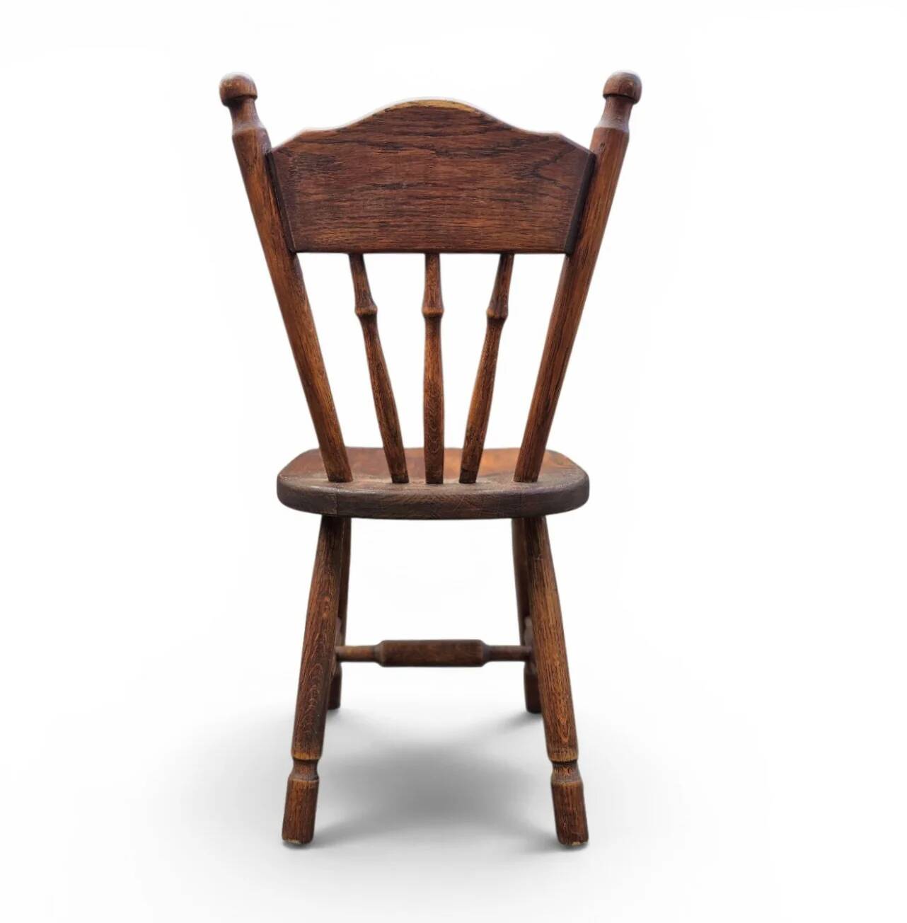 Set of 2 Oak Wood Victorian Child Stick Back Chairs / 1960s