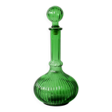 Vintage Emerald Green Glass Decanter / Rare Bottle with Stopper / Empoli