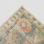 Vintage Peach & Green Turkish Rug, Handmade Neutral Rustic Carpet, 168x274