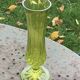 Anise green glass soliflore vase, diamond base pattern, vintage and designer