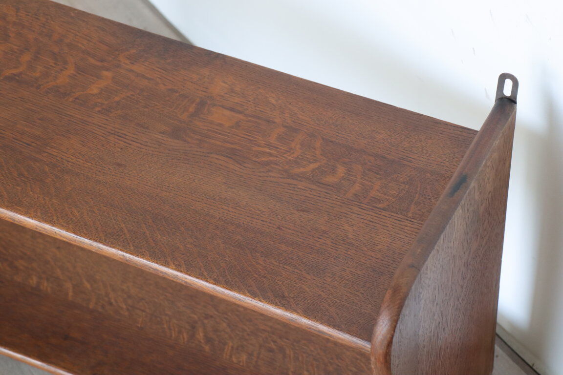Vintage solid oak wall shelf, 1950