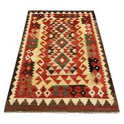 Handwoven Wool Kilim Rug, Modern Geometric Flatweave Carpet 180 x 119 cm