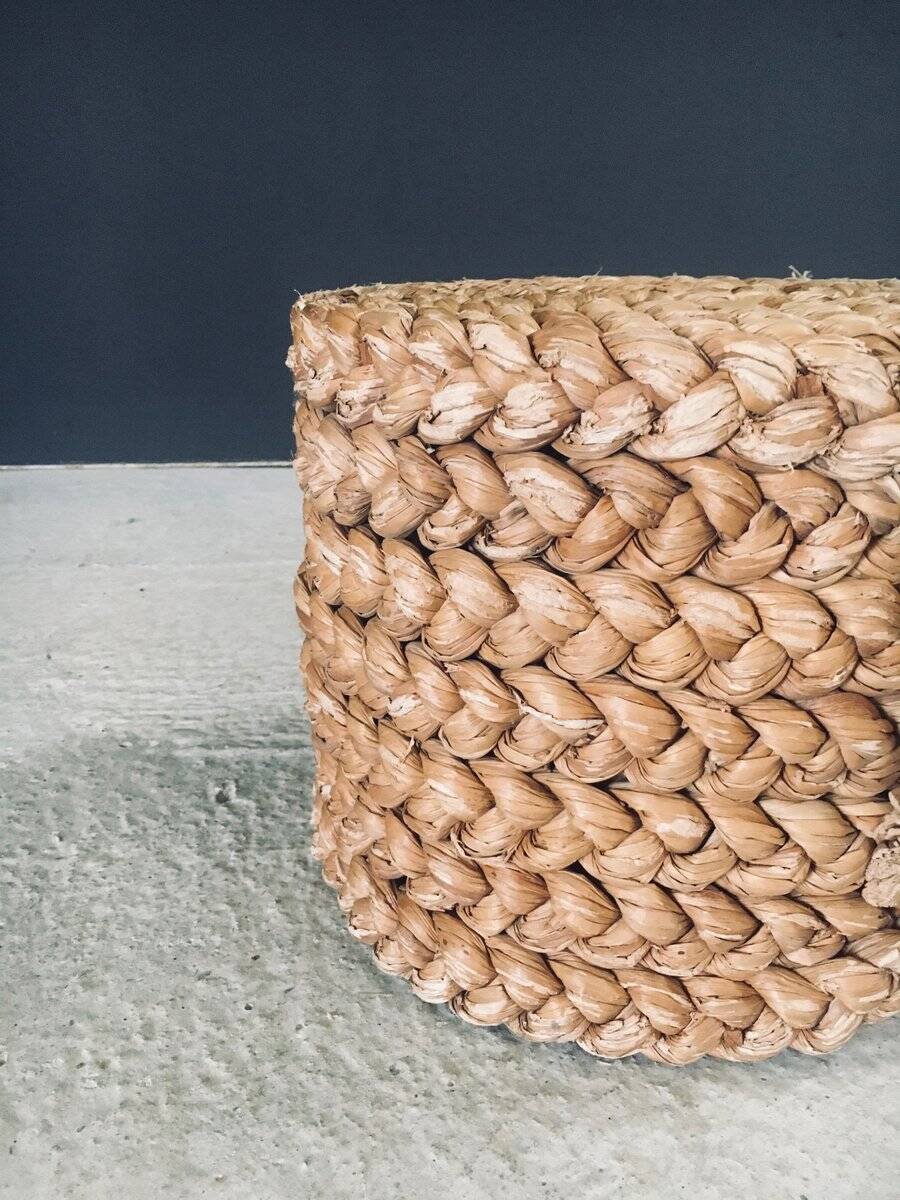 French Mediterranean Low Rope Stool by Audoux Minet, 1940s