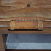 20th-century leather and Brazilian hardwood sofa, Brown
