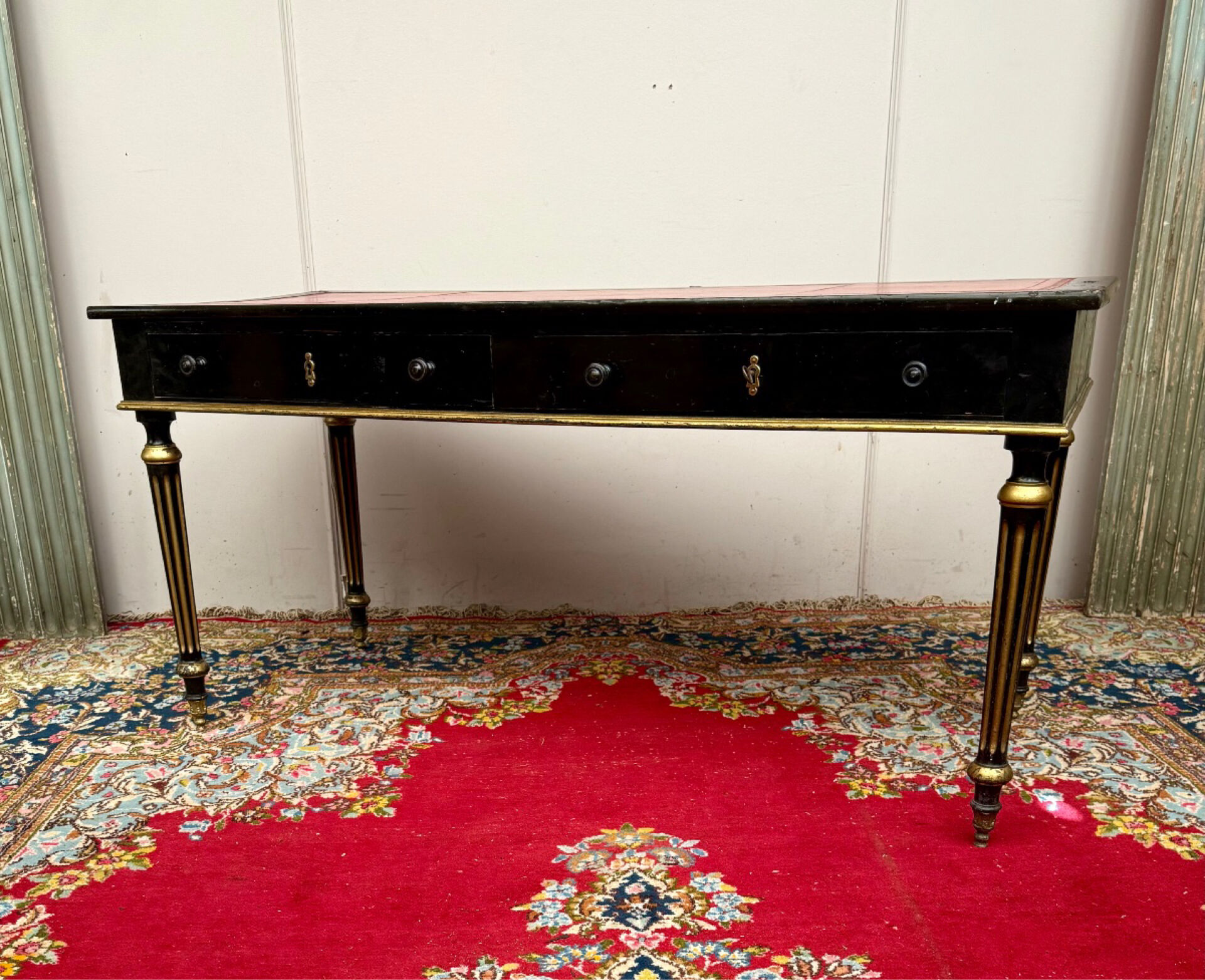 Black lacquered desk in 19th century louis xvi style