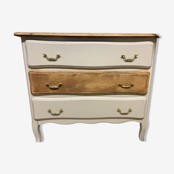 Raw and beige wood chest of drawers