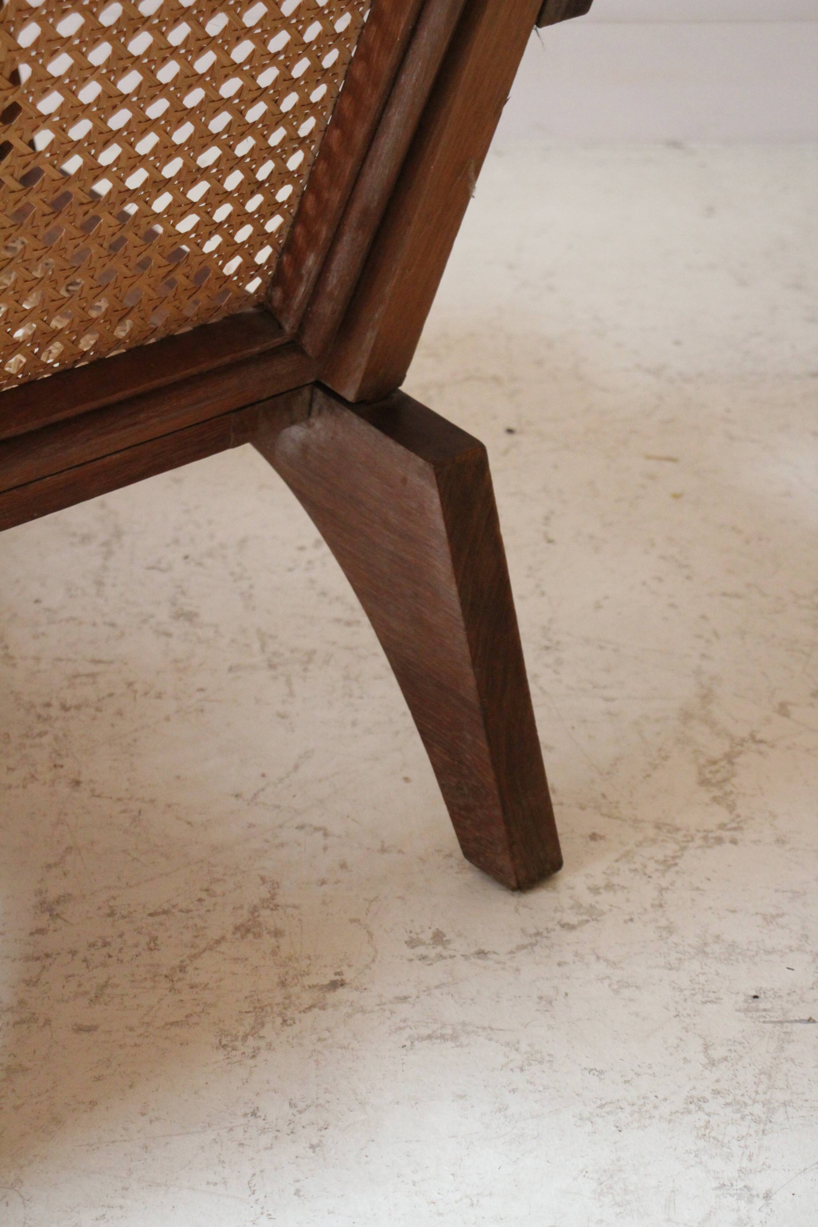 Fauteuil en bois et cannage, 1954