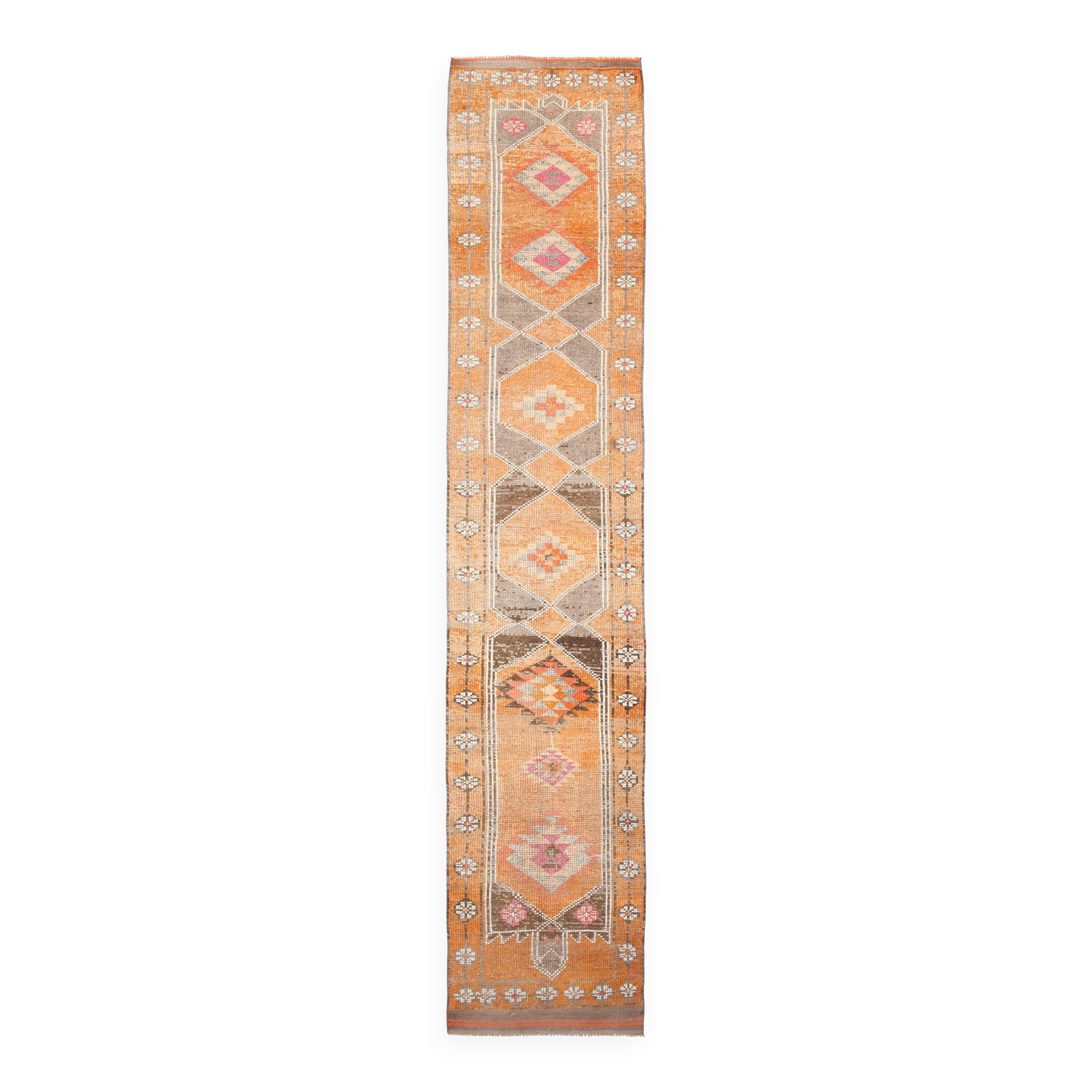 3x14 Turkish Long Vintage Runner Rug, Handmade Wool Hallway Rug, 83x429C