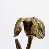 Art Nouveau brass flower candle holder