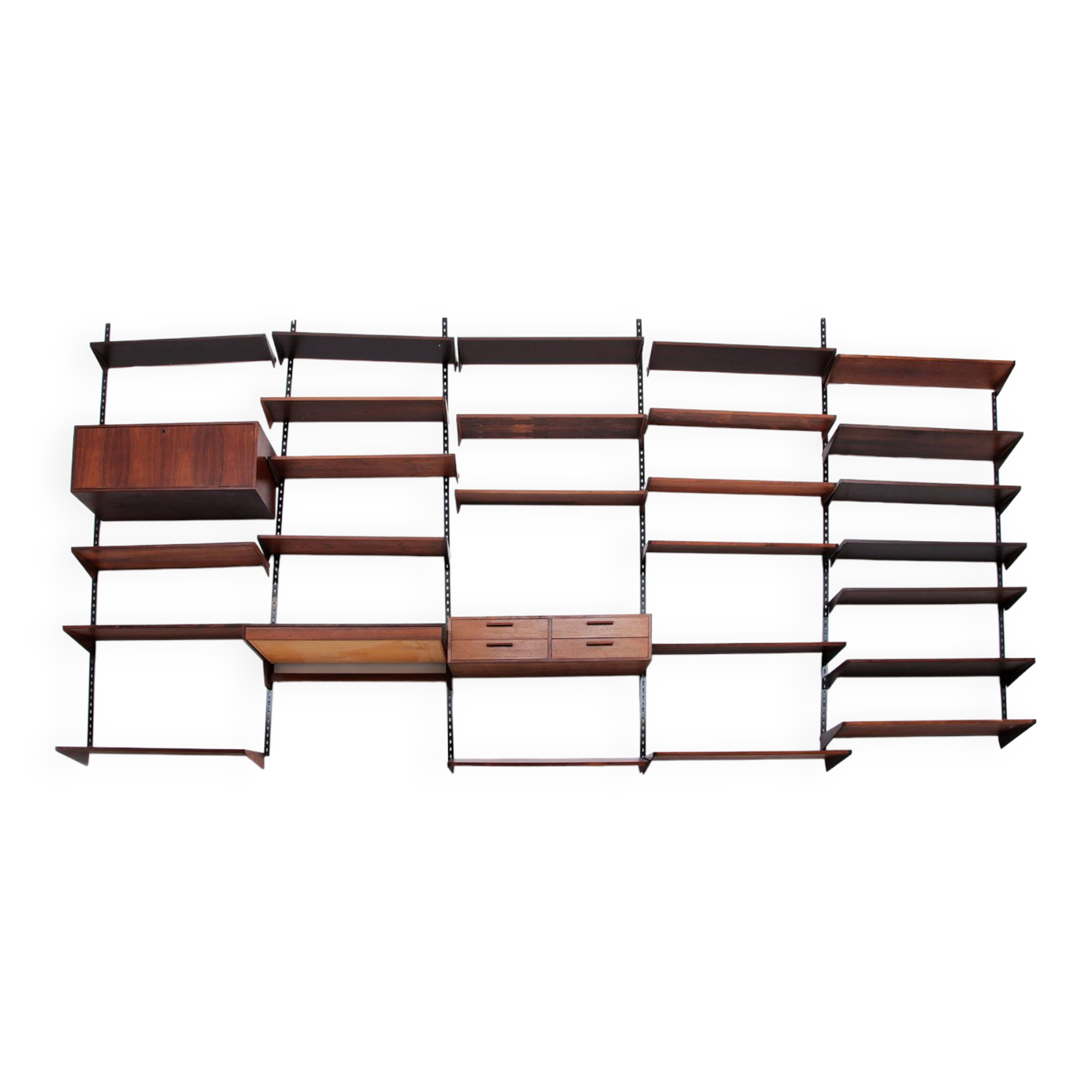 Modular Dark wooden Wall System from Kai Kristiansen - FM Møbler