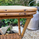 Vintage rattan magazine holder table