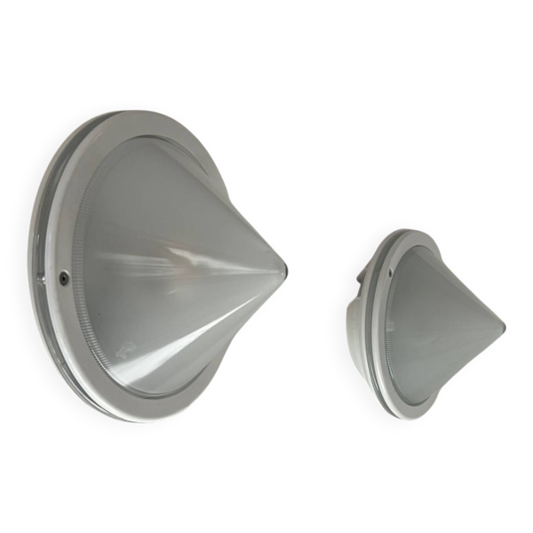 Paire d’appliques vintage verre sablé et métal, Prisma Italie 1980 — Beyit