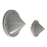 Pair of vintage sandblasted glass and metal wall lights, Prisma Italy 1980