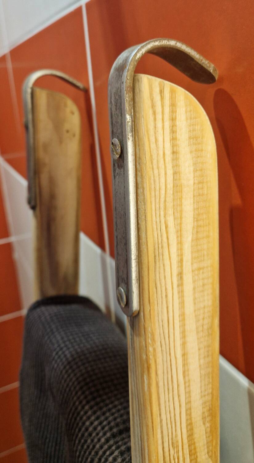 Vintage pine towel rack shelf ladder