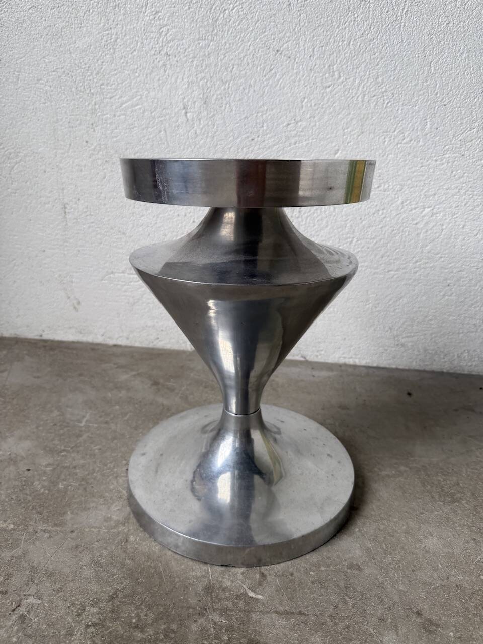 Brushed stainless steel console pedestal 1970