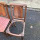 2 chaises sculptées en bois massif et tissu art déco 1950