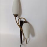 Lunel 1960 wall lamp, opaline, metal and golden brass