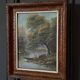 Huile sur panneau paysage de bord de rivière par J. Audry XXe