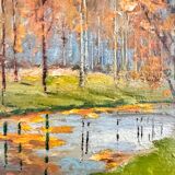 Oil on hardboard, landscape signed Pierre Douet