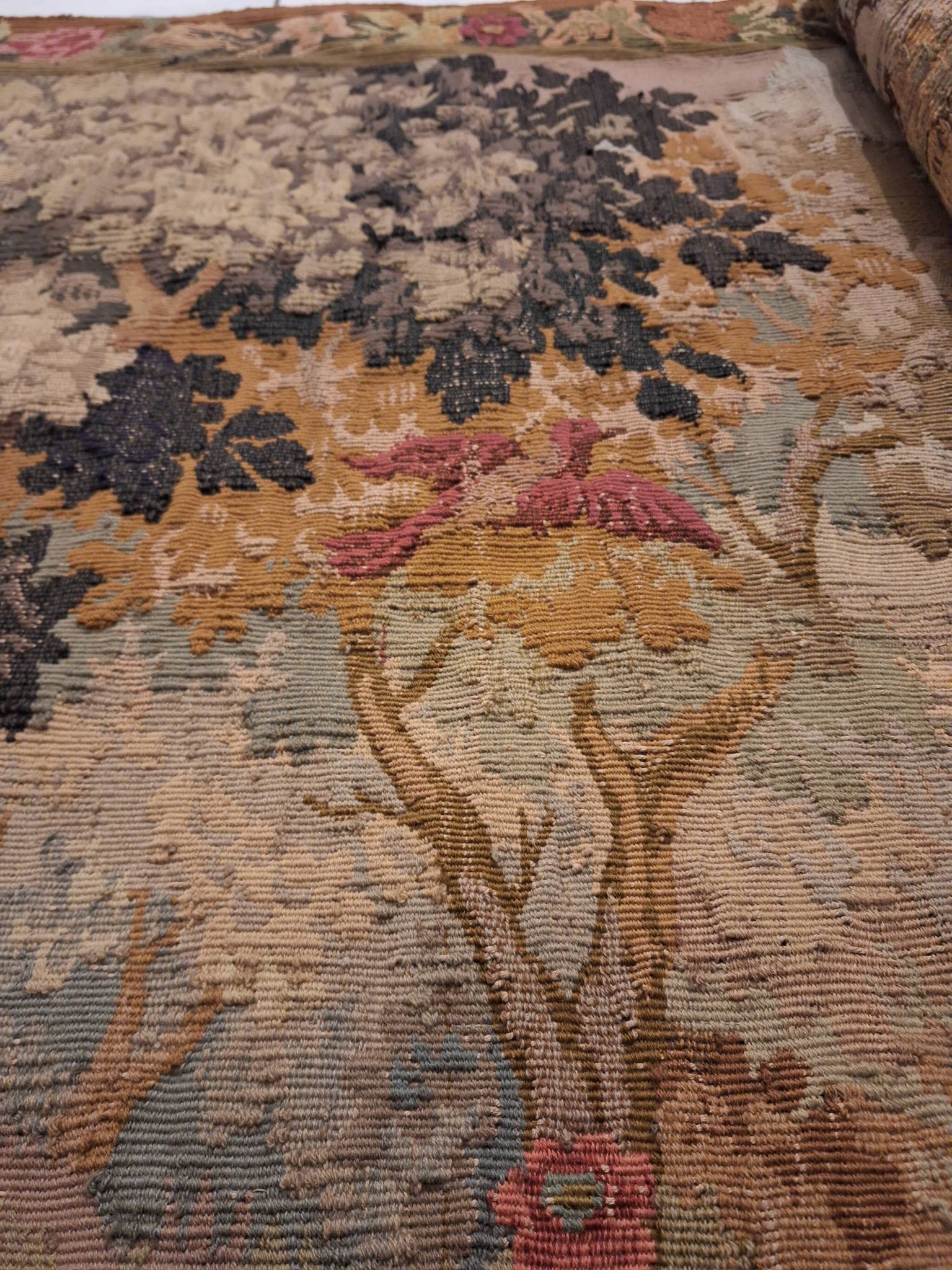 Tapisserie de laine "Verdure Flamande" de la manufacture Robert Four