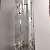 Fluted glass vase engraved on the wheel - 50s
