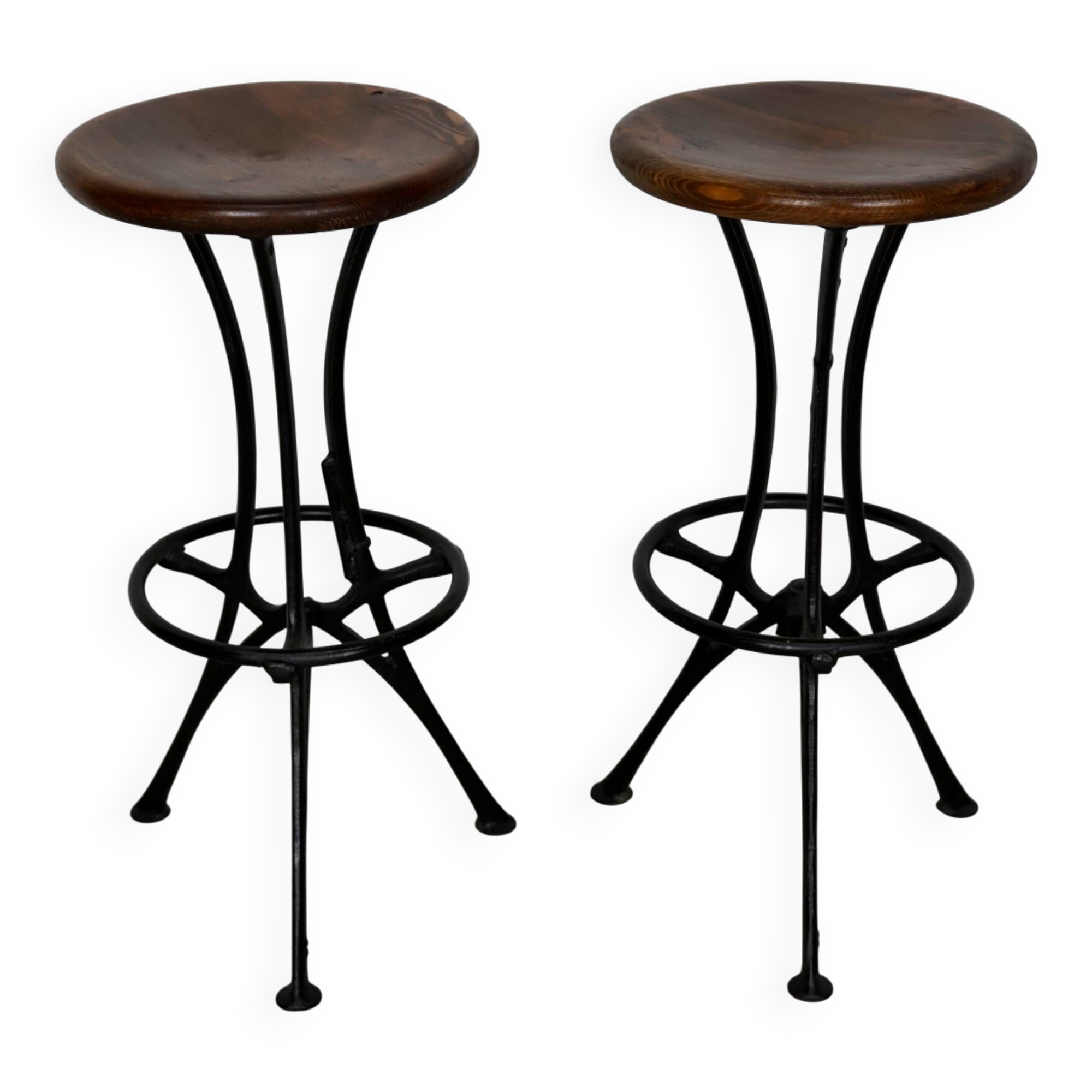 Pair of Italian Industrial Workshop Stools / Bar Stools