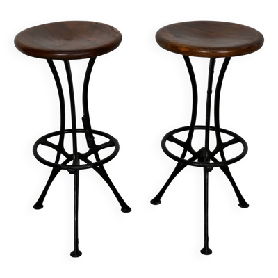Paire de tabourets d'atelier / tabourets de bar industriels italiens