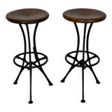 Pair of Italian Industrial Workshop Stools / Bar Stools