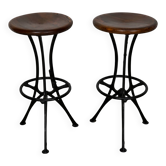 Paire de tabourets d'atelier / tabourets de bar industriels italiens
