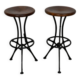 Paire de tabourets d'atelier / tabourets de bar industriels italiens