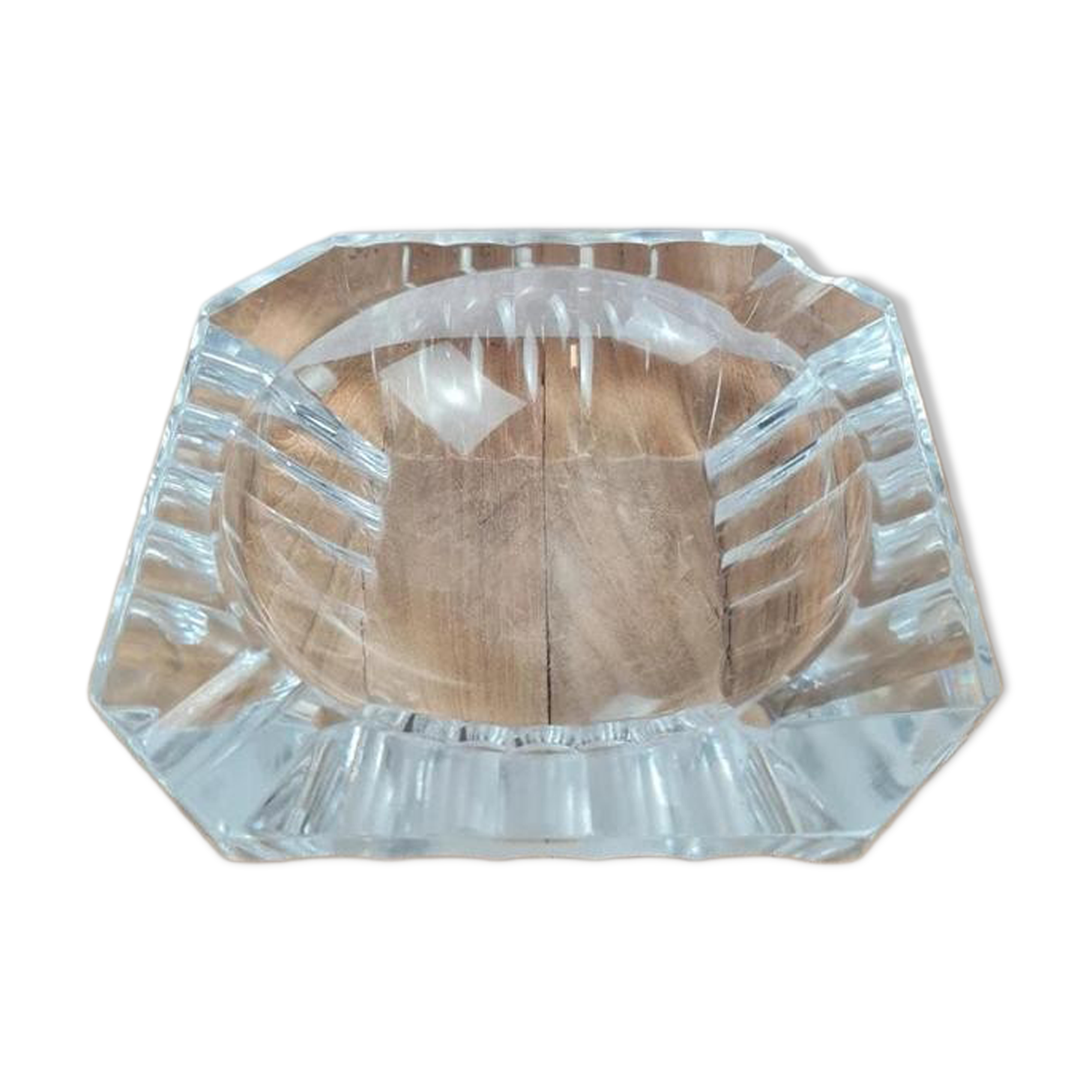 Crystal ashtray signed Val Saint Lambert, vintage 1960.