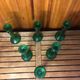 Series of 6 old vintage green bubble molded glass candlesticks #a529