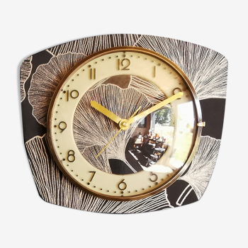 Horloge vintage pendule murale silencieuse rectangulaire "Noir doré"