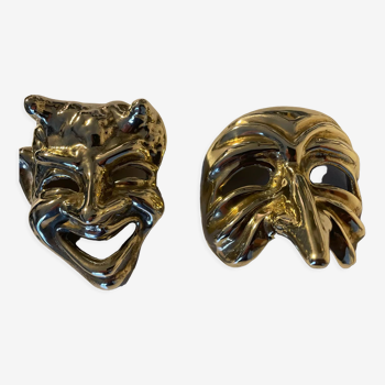Masques en bronze vintage