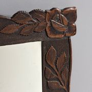 Arts & Crafts hand-carved wall mirror with floral roses, early 20th century