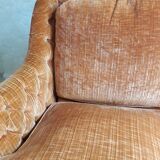 Orange velvet two-seat sofa