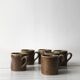 Set of 6 cups in vintage pyrite and glazed stoneware
