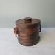 Vintage wooden ice bucket with ring handles - Mid-Century Modern