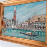Old oil painting on canvas Venice "Piazza San Marco"