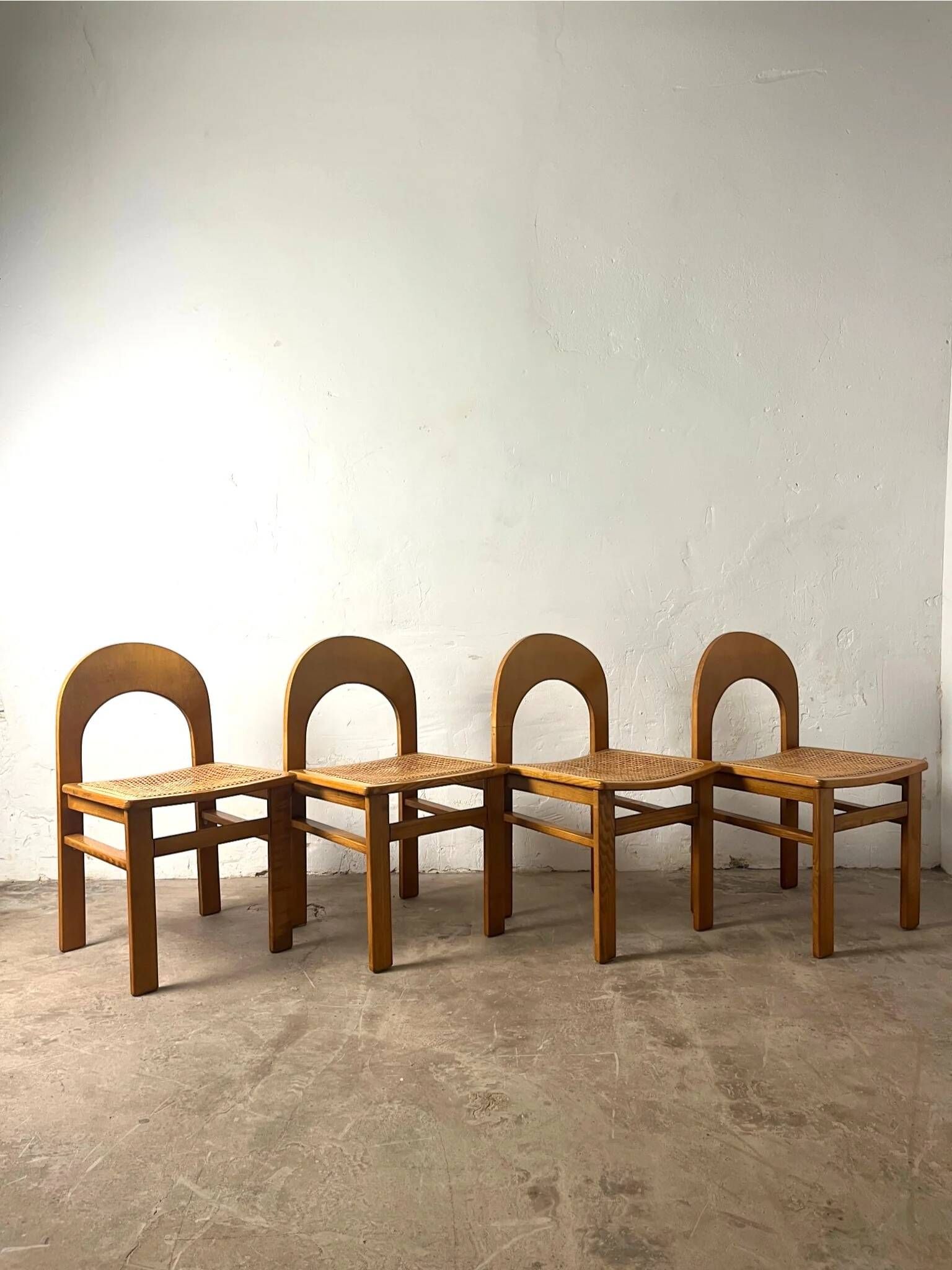 Set of 4 caned chairs Arcadia by Tagliabue di Cascina Armata, 1970-80.