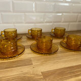 Set of 6 amber glass cups