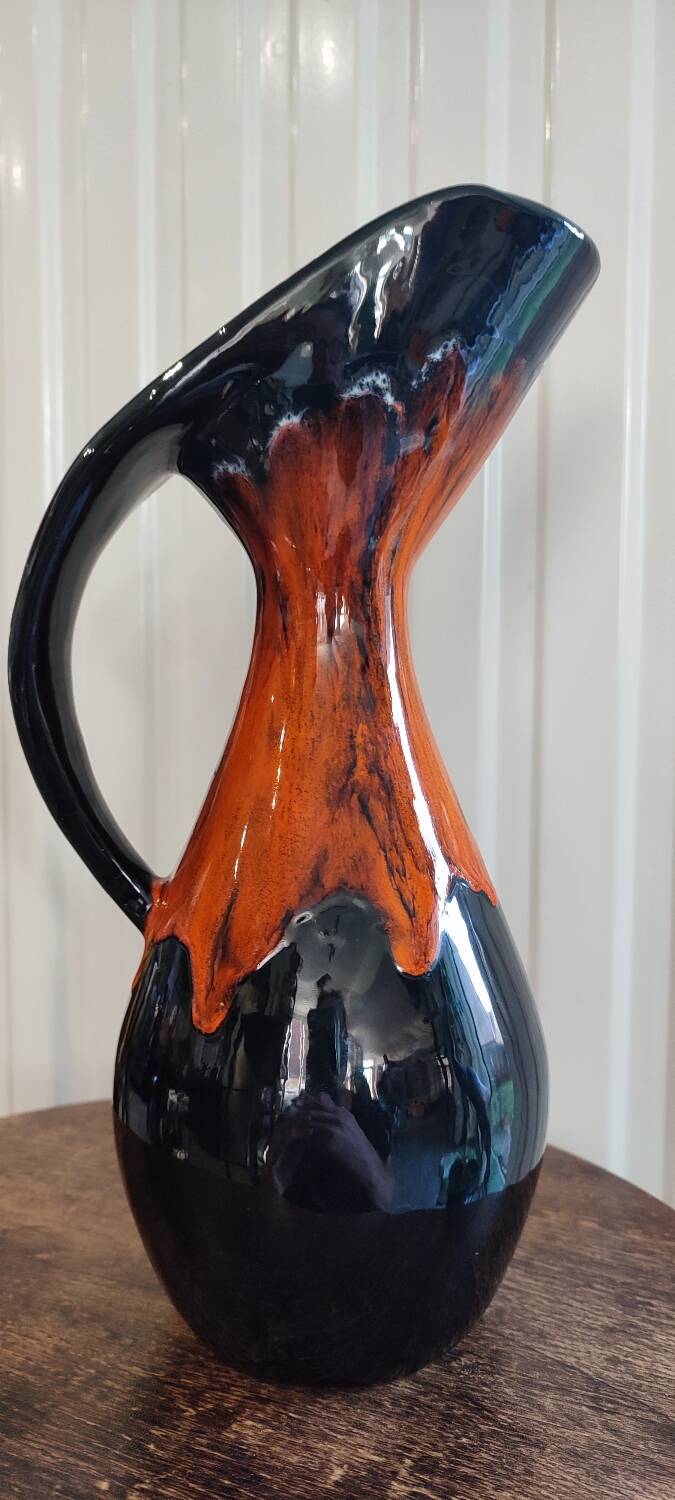 Flamed ceramic pitcher vase 1960