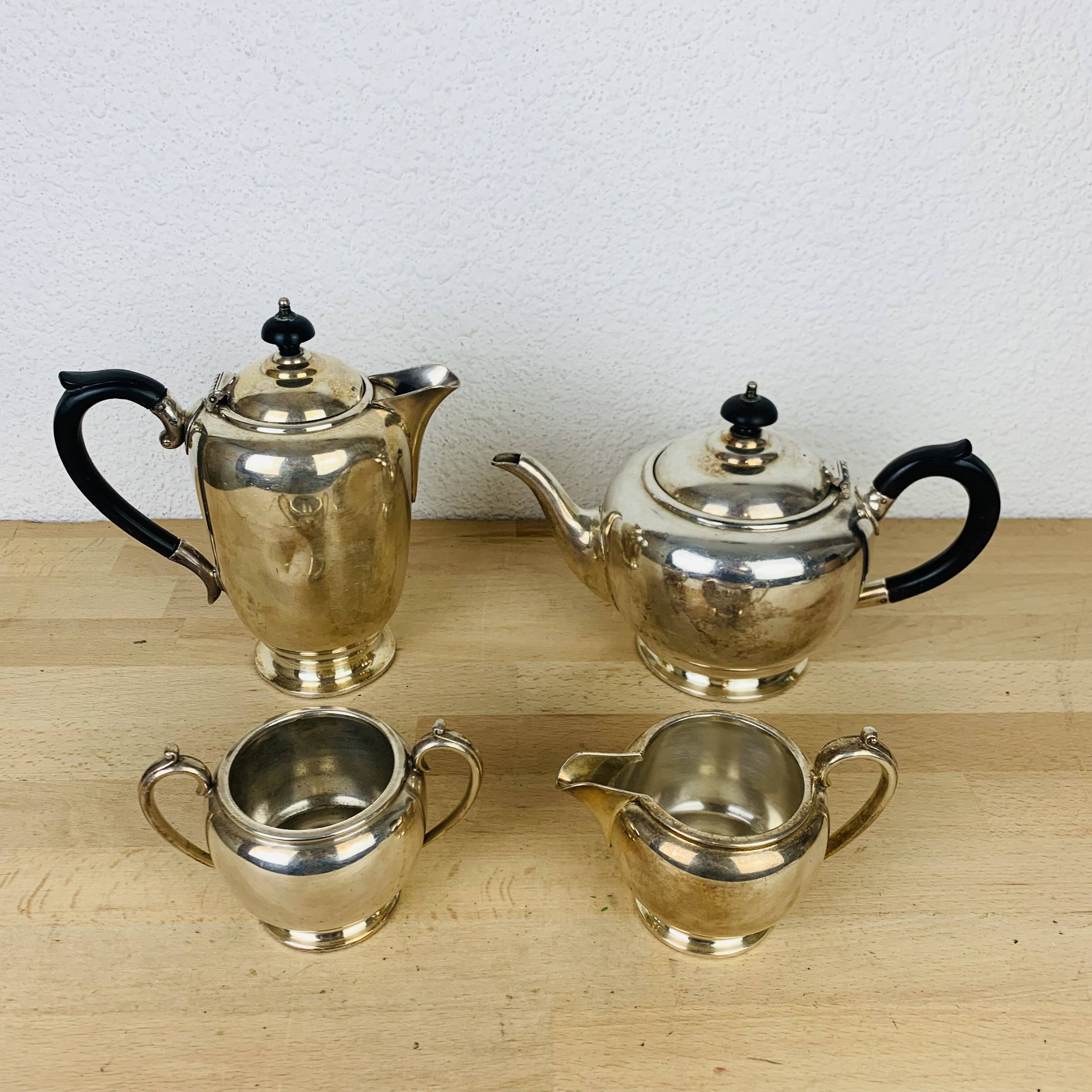 English tea/coffee set by James Dixon & Sons in silver plated metal