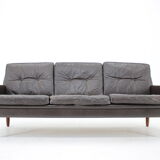 1970s Danish 3-seater sofa in dark brown leather