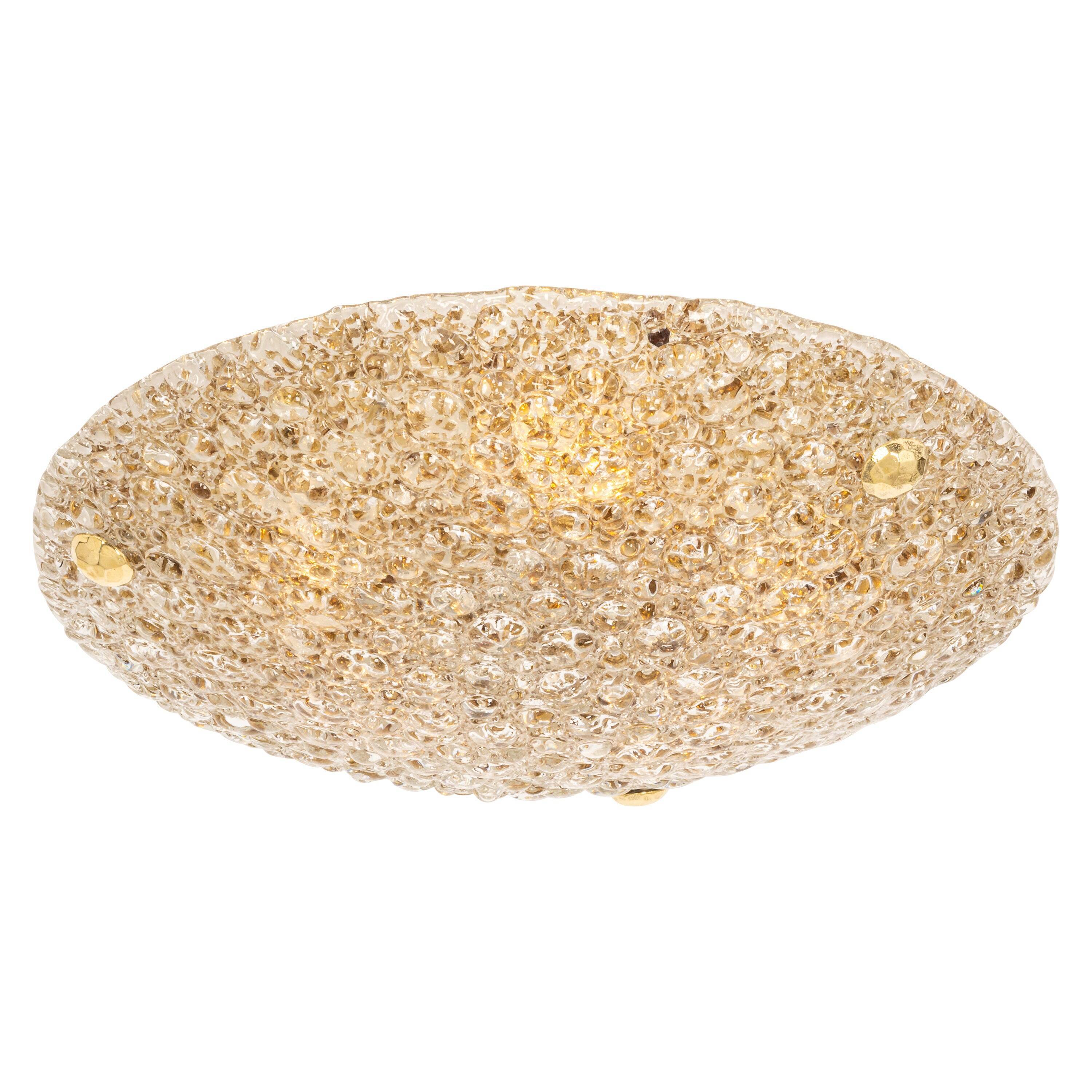 Round bubble ceiling light Murano amber by Hillebrand, Germany, 1970s