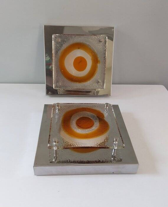Pair of Italian Mazzega glass wall lights