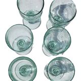 6 Gros Verres A Eau En Verre Vert Biot