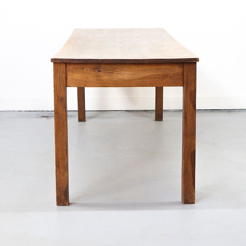 Long Antique Rustic Farmhouse Dining Table from Oak