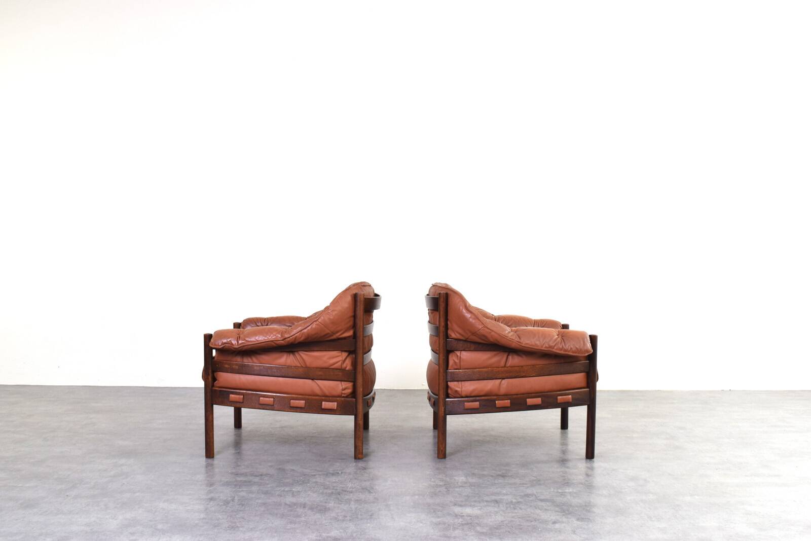 Mid-Century Oak & Leather Armchairs by Arne Norell for Coja, 1960s, Set 4