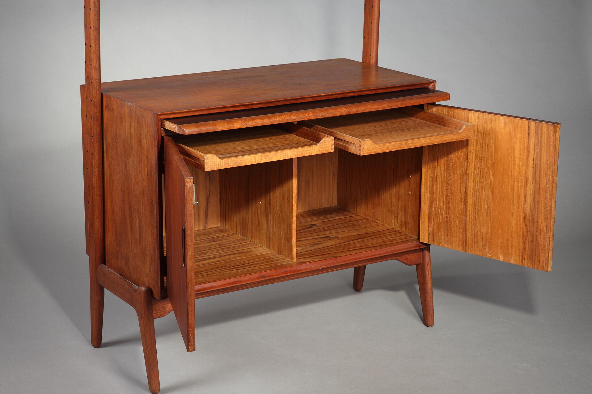 Modular bookcase coffered teak, Danish labour